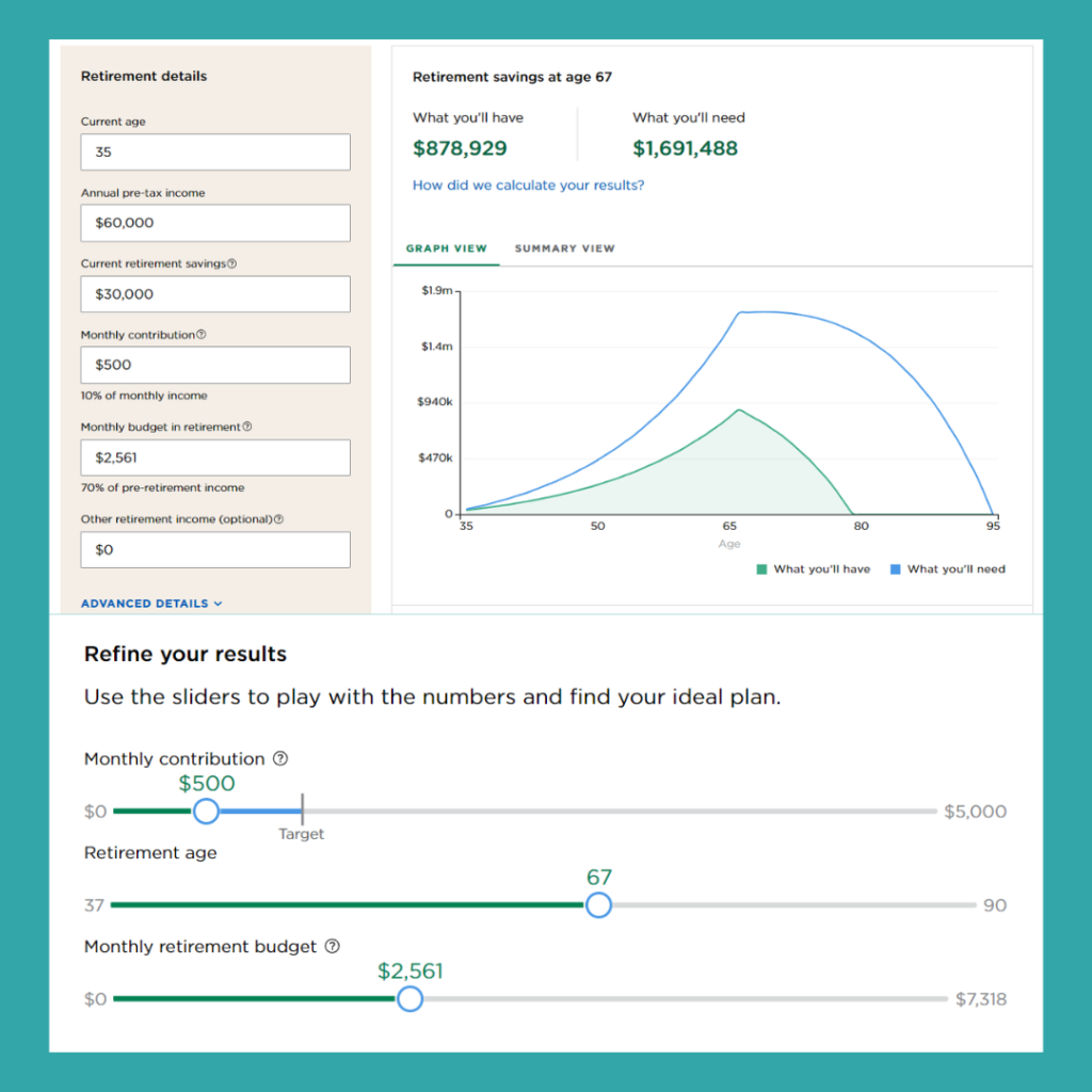 NerdWallet Retirement Calculator Interface