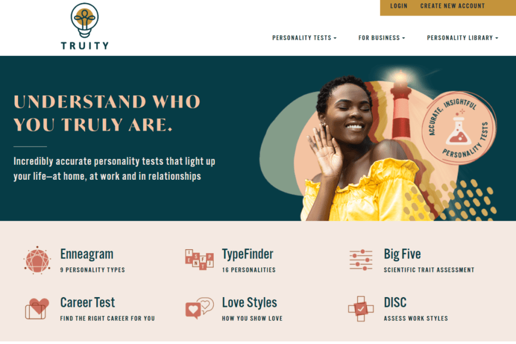 Truity Free Personality Test Interface